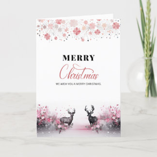 Watercolor Christmas Delight in Noir Pink Holiday Card