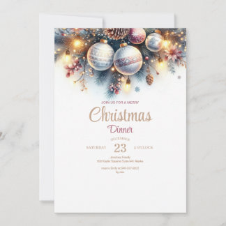 Watercolor Christmas Dinner Invitation