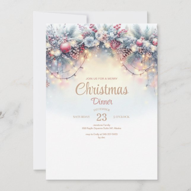 Watercolor Christmas Dinner Invitation (Front)