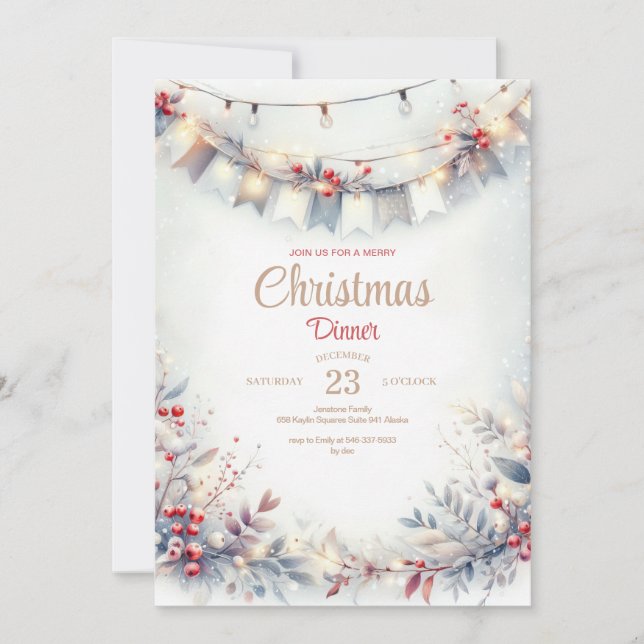 Watercolor Christmas Dinner Invitation (Front)