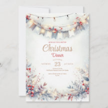 Watercolor Christmas Dinner Invitation