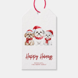 Watercolor Christmas Dogs Gift Tags