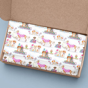 Watercolor Christmas Dogs Tissue Paper