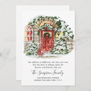 Watercolor Christmas Door  Moving Announcement