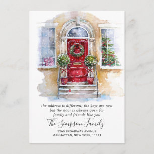 Watercolor Christmas Door  Moving Announcement
