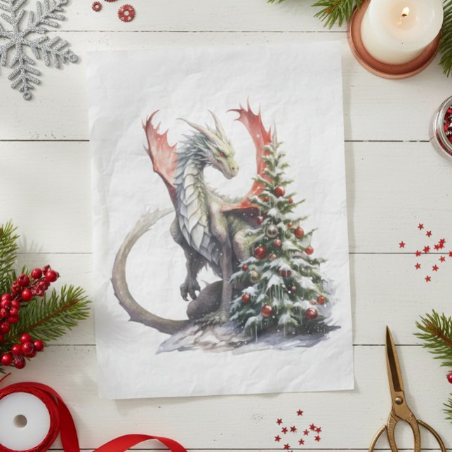Watercolor Christmas Dragon Tissue Paper (Creator Uploaded)