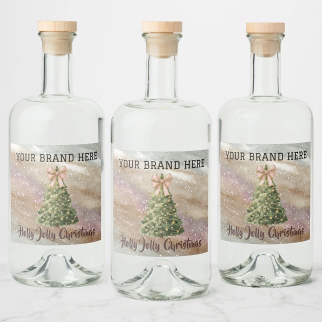 Watercolor Christmas Drink Labels – Custom Brand (Bottles)