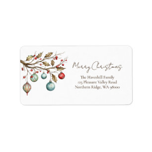 Watercolor Christmas Elegant Script Label