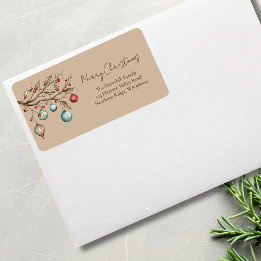 Watercolor Christmas Elegant Script Label
