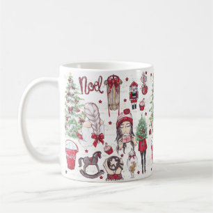 Watercolor Christmas elements Red Coffee Mug