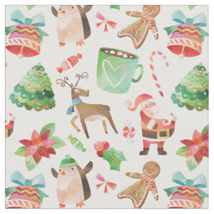 Watercolor Christmas Fabric