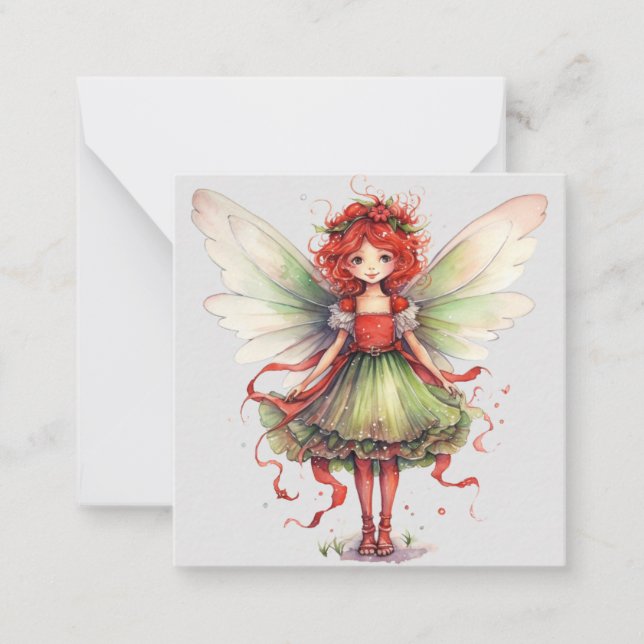 Watercolor Christmas Fairy Card (Front)