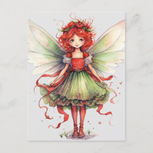 Watercolor Christmas Fairy Postcard