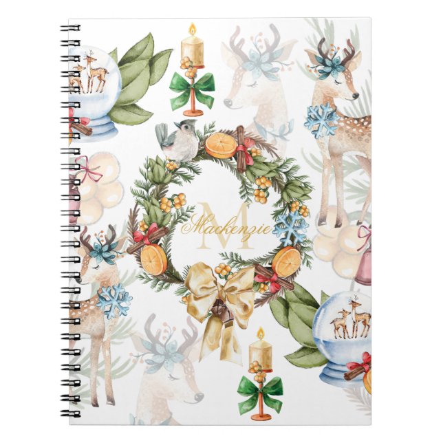 Watercolor Christmas Family Name Notebook (Front)