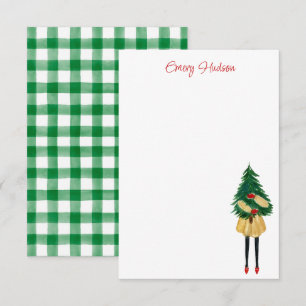Watercolor Christmas Fashion Girl Personalised Thank You Card
