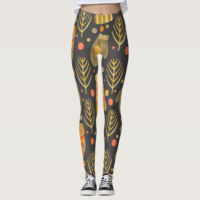 Watercolor Christmas: Festive Seamless Pattern. Leggings (Front)