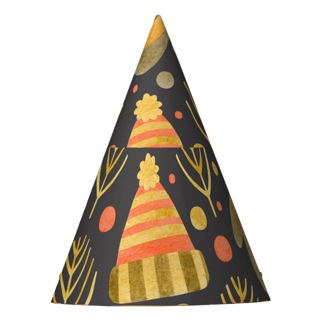 Watercolor Christmas: Festive Seamless Pattern. Party Hat (Front)