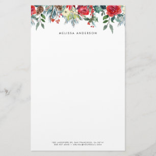 Watercolor Christmas Floral Garland Personalised Stationery