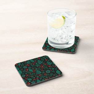 Watercolor Christmas Floral Pattern   Coaster