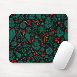 Watercolor Christmas Floral Pattern   Mousepad