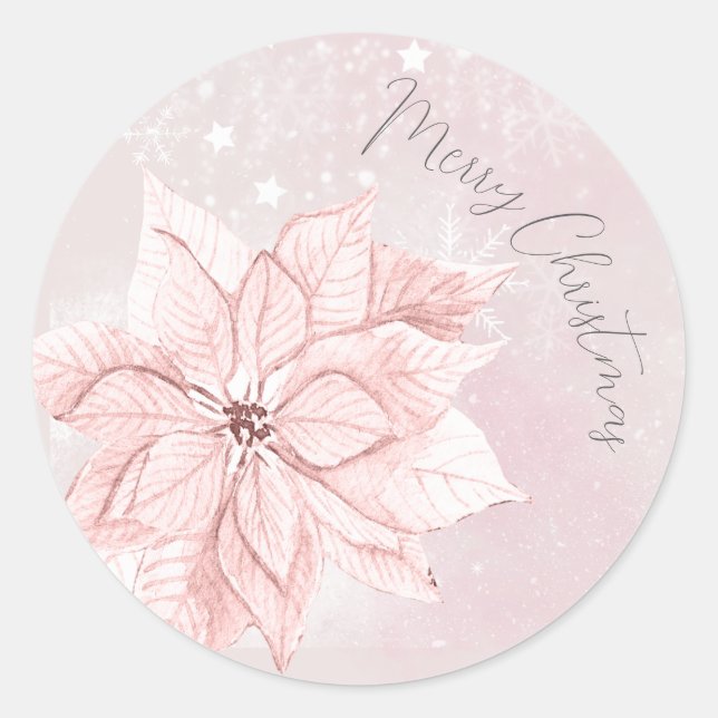 watercolor Christmas Flower birthday Classic Round Sticker (Front)