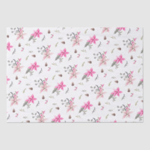 Watercolor Christmas Flowers and Greenery Tissue Paper