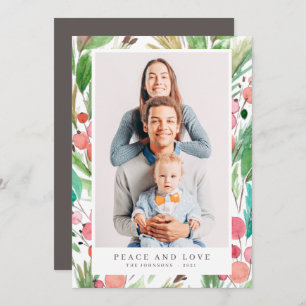 Watercolor Christmas Foliage Botanicals Modern Holiday Card