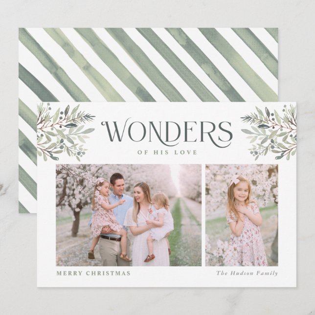 Watercolor Christmas Foliage Religious Holiday Car (Front/Back)