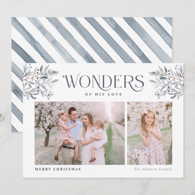 Watercolor Christmas Foliage Religious Holiday Card (Front/Back)