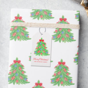 Watercolor Christmas Football Tree Gift Tags