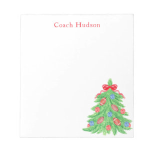 Watercolor Christmas Football Tree Notepad