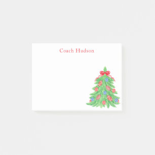 Watercolor Christmas Football Tree Post-it Notes