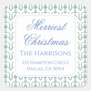 Watercolor Christmas Garland Bedford Stockings Square Sticker