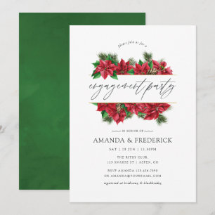 Watercolor Christmas Geometric Engagement Party Invitation