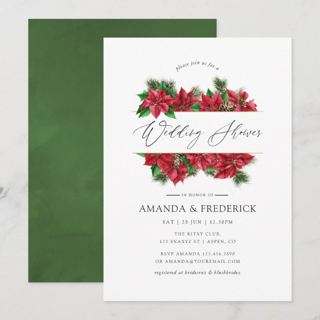 Watercolor Christmas Geometric Wedding Shower Invitation (Front/Back)