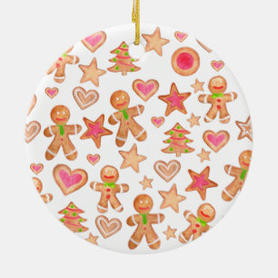 watercolor Christmas gingerbread cookies Ceramic Tree Decoration