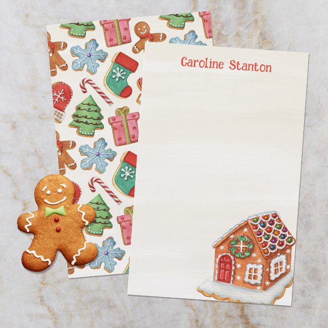 Watercolor Christmas Gingerbread House Cookies Stationery (Creator Uploaded)