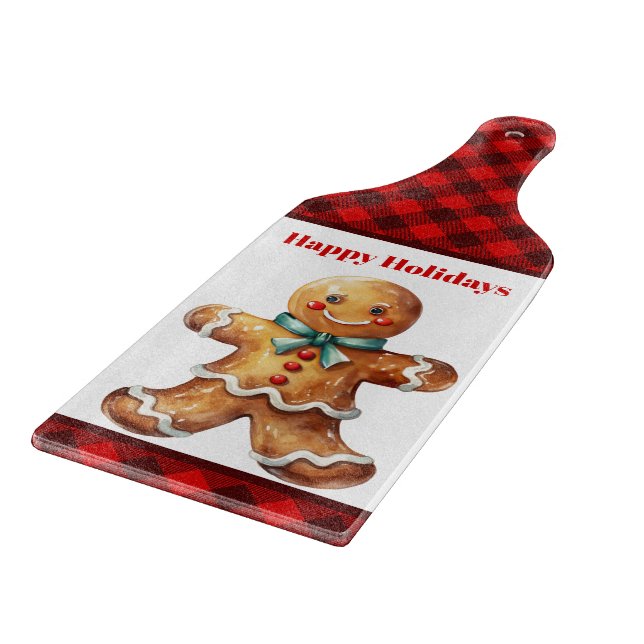 Watercolor Christmas gingerbread man Cutting Board (Corner)