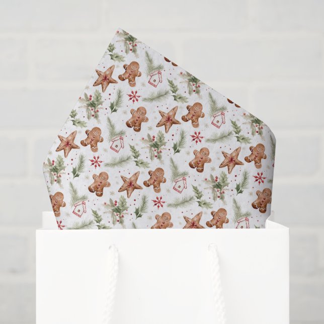 Watercolor Christmas gingerbread tiled  Tissue Paper (Gift Bag)