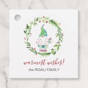 Watercolor Christmas Gnome Favour Tags