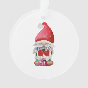 Watercolor Christmas Gnome   Ornament
