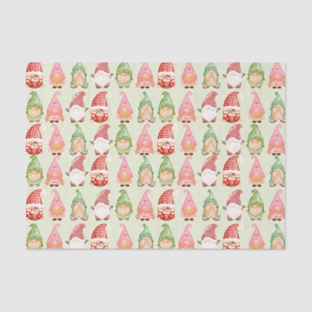 Watercolor Christmas Gnome Tissue Paper (Front)