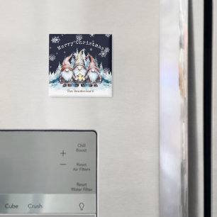Watercolor Christmas Gnomes Personalised Magnet
