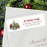 Watercolor Christmas Gnomes Return Address<br><div class="desc">These cute Christmas return address labels feature two cute gnomes holding gifts stand on either side of the decorated Christmas tree,  with more presents under the tree. Please see the collection for a variety of matching products.</div>