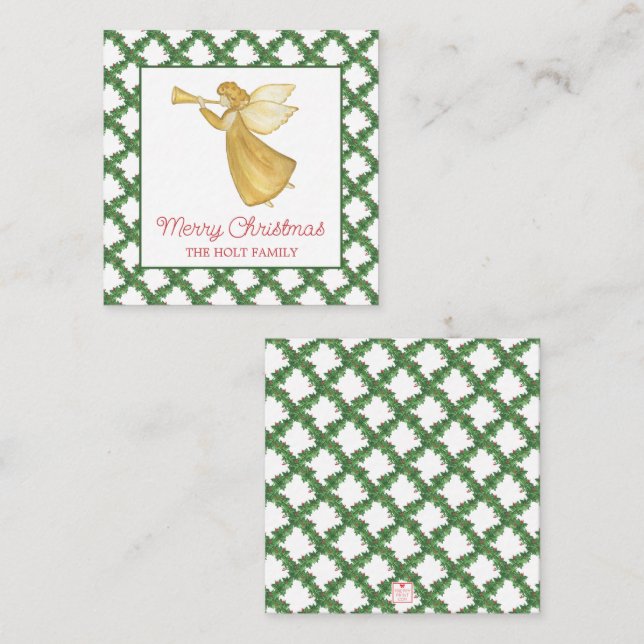 Watercolor Christmas Golden Angel Gift Enclosure Card (Front/Back)