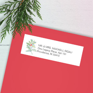 Watercolor Christmas Greenery Address Labels