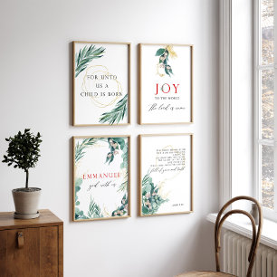 Watercolor Christmas greenery bible verse