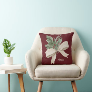 Watercolor Christmas Greenery Personalised Cushion