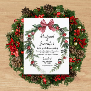 watercolor christmas greenery wedding invitation