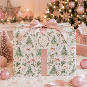 Watercolor Christmas Greenery Wrapping Paper